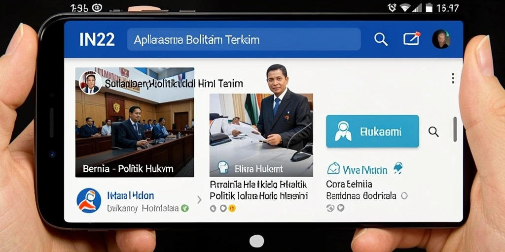 Tampilan antarmuka aplikasi IN22 untuk berita politik dan hukum.