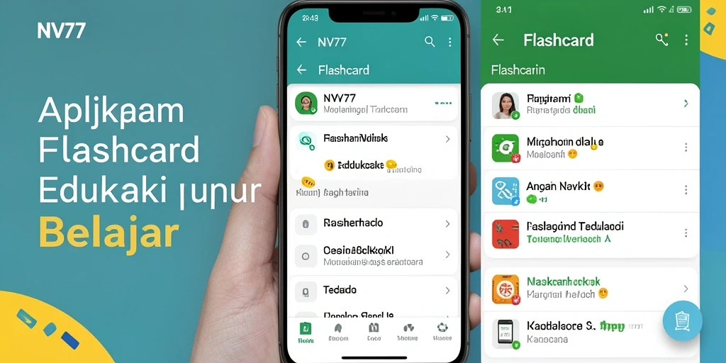 Antarmuka jelas dan menarik dari aplikasi Flashcard NV77.
