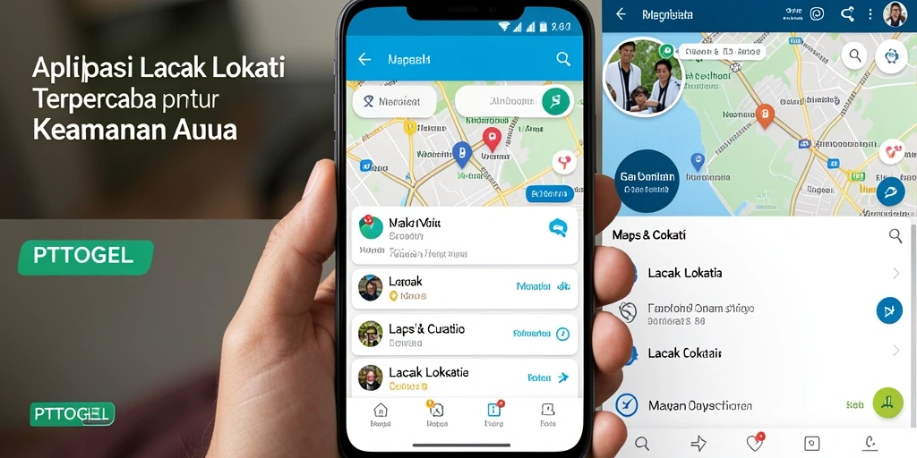 Antarmuka pengguna PTTOGEL menampilkan peta dengan lokasi yang dilacak secara real-time.