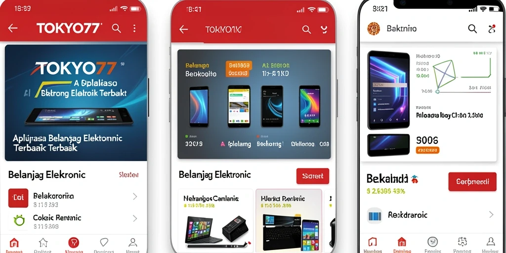 Interface aplikasi TOKYO77 yang user-friendly untuk belanja elektronik.